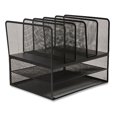 TRU RED Wire Mesh Combination Organizer, Vertical/Horizontal, 7 Sections, Letter-Size, 11.22 x 13.23 x 11.34, Matte Black (TUD24402501)