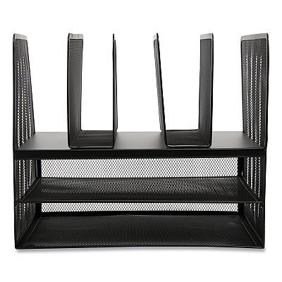 TRU RED Wire Mesh Combination Organizer, Vertical/Horizontal, 7 Sections, Letter-Size, 11.22 x 13.23 x 11.34, Matte Black (TUD24402501)