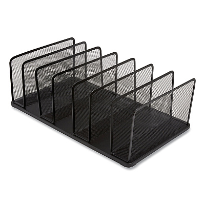 TRU RED Wire Mesh Vertical Document Sorter, 7 Sections, Letter-Size, 11.65 x 20 x 6.61, Matte Black (TUD24402449)