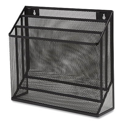 TRU RED Wire Mesh Incline Sorter, Enclosed Design, 3 Sections, Letter-Size, 13.78 x 16.61 x 12.4, Matte Black (TUD24402448)