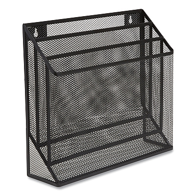 TRU RED Wire Mesh Incline Sorter, Enclosed Design, 3 Sections, Letter-Size, 13.78 x 16.61 x 12.4, Matte Black (TUD24402448)