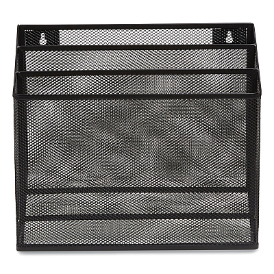 TRU RED Wire Mesh Incline Sorter, Enclosed Design, 3 Sections, Letter-Size, 13.78 x 16.61 x 12.4, Matte Black (TUD24402448)