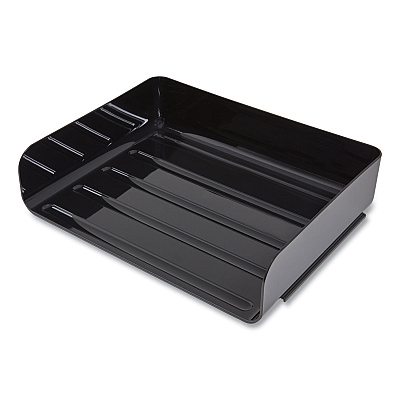 TRU RED Side-Load Stackable Plastic Document Tray, 1 Section, Letter-Size, 12.63 x 9.72 x 3.01, Black, 2/Pack (TUD24380803)