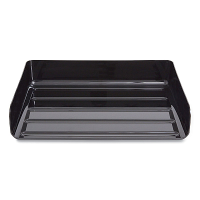 TRU RED Side-Load Stackable Plastic Document Tray, 1 Section, Letter-Size, 12.63 x 9.72 x 3.01, Black, 2/Pack (TUD24380803)