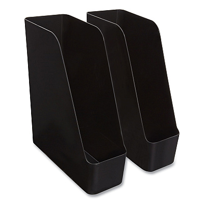 TRU RED Plastic Magazine File, 4.28 x 10.47 x 11.7, Black, 2/Pack (TUD24380799)