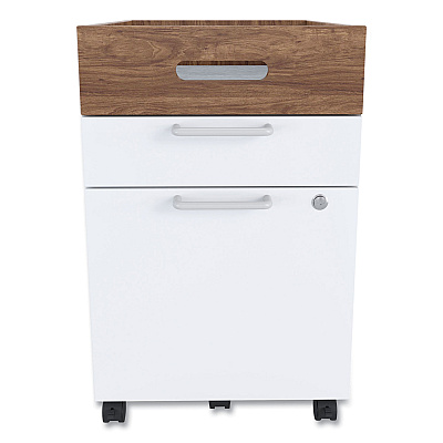 Union & Scale Essentials Mobile Pedestal File, Left Or Right, 2-Drawers: Box/file, Legal/letter, White/espresso, 15.5" X 21.2" X 24.2" (UOS24398968)