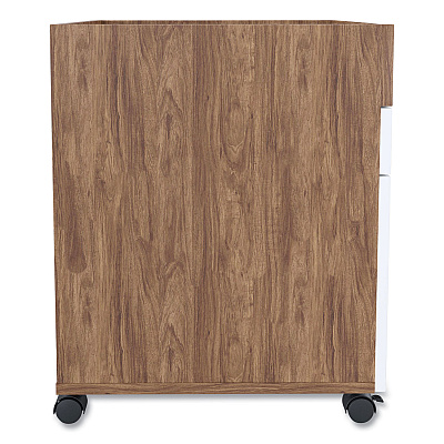 Union & Scale Essentials Mobile Pedestal File, Left Or Right, 2-Drawers: Box/file, Legal/letter, White/espresso, 15.5" X 21.2" X 24.2" (UOS24398968)
