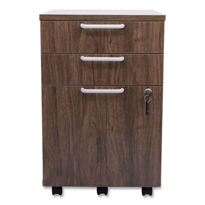 Union & Scale Essentials Mobile Pedestal File, Left or Right, 3-Drawers: Box/Box/File, Legal/Letter, Espresso, 15.6" x 21.3" x 24.3" (UOS24398957)