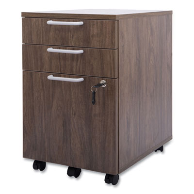 Union & Scale Essentials Mobile Pedestal File, Left or Right, 3-Drawers: Box/Box/File, Legal/Letter, Espresso, 15.6" x 21.3" x 24.3" (UOS24398957)