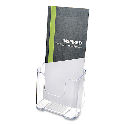 deflecto DocuHolder for Countertop/Wall-Mount, Leaflet Size, 4.37w x 3.25d x 3.87h, Clear (DEF75001)