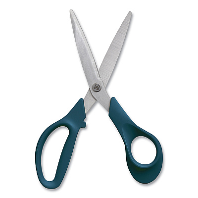 TRU RED Stainless Steel Scissors, 8" Long, 3.58" Cut Length, Straight Green Handle (TUD24380497)