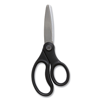 TRU RED Ambidextrous Stainless Steel Scissors, 5" Long, 2.64" Cut Length, Straight Ergonomic Black Handle (TUD24380508)