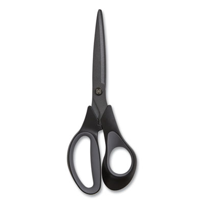 TRU RED Non-Stick Titanium-Coated Scissors, 8" Long, 3.86" Cut Length, Straight Black/Gray Handle, Charcoal Black Blades (TUD24380515)