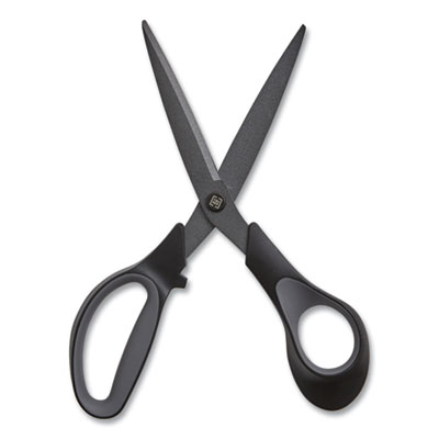 TRU RED Non-Stick Titanium-Coated Scissors, 8" Long, 3.86" Cut Length, Straight Black/Gray Handle, Charcoal Black Blades (TUD24380515)