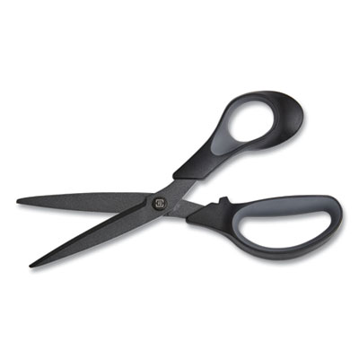 TRU RED Non-Stick Titanium-Coated Scissors, 8" Long, 3.86" Cut Length, Straight Black/Gray Handle, Charcoal Black Blades (TUD24380515)
