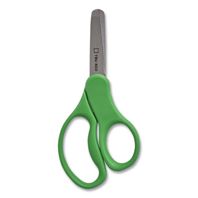 TRU RED Kids' Blunt Tip Stainless Steel Safety Scissors, 5" Long, 2.05" Cut Length, Straight Assorted Color Handles, 12/Pack (TUD24380519)