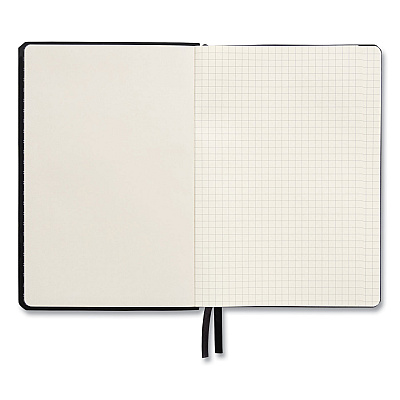 TRU RED Flexible-Cover Business Journal, Elastic Closure, 1-Subject, Quadrille Rule (5 sq/in), Black Cover, (128) 8 x 5.5 Sheets (TUD24377294)
