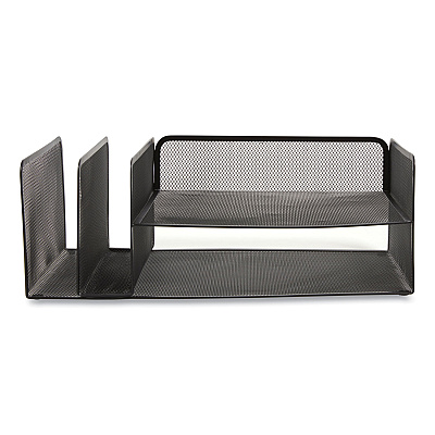 TRU RED Wire Mesh Combination Organizer, Vertical/Horizontal, 4 Sections, Letter-Size, 11.2 x 17.4 x 6.54, Matte Black (TUD24402476)