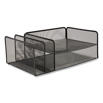TRU RED Wire Mesh Combination Organizer, Vertical/Horizontal, 4 Sections, Letter-Size, 11.2 x 17.4 x 6.54, Matte Black (TUD24402476)