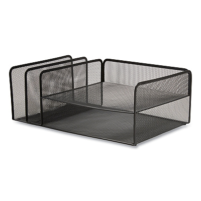 TRU RED Wire Mesh Combination Organizer, Vertical/Horizontal, 4 Sections, Letter-Size, 11.2 x 17.4 x 6.54, Matte Black (TUD24402476)