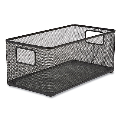 TRU RED Wire Mesh Storage Box, 8.58" x 15.75" x 6.69", Black (TUD24402490)