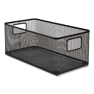 TRU RED Wire Mesh Storage Box, 8.58" x 15.75" x 6.69", Black (TUD24402490)