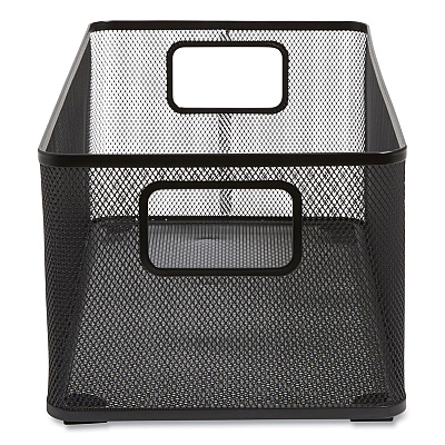 TRU RED Wire Mesh Storage Box, 8.58" x 15.75" x 6.69", Black (TUD24402490)