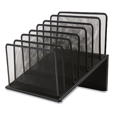 TRU RED Wire Mesh Incline Sorter, Open Design, 7 Sections, Letter-Size, 11.41 x 11.41 x 11.02, Matte Black (TUD24402458)