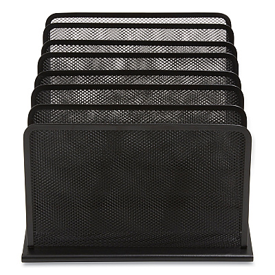 TRU RED Wire Mesh Incline Sorter, Open Design, 7 Sections, Letter-Size, 11.41 x 11.41 x 11.02, Matte Black (TUD24402458)