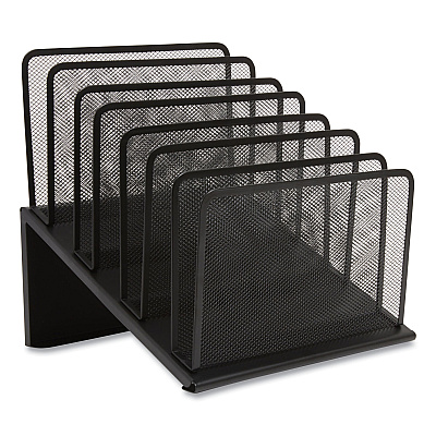 TRU RED Wire Mesh Incline Sorter, Open Design, 7 Sections, Letter-Size, 11.41 x 11.41 x 11.02, Matte Black (TUD24402458)