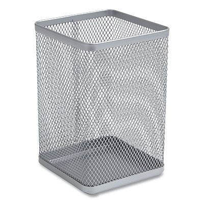 TRU RED Wire Mesh Jumbo Pencil Holder, 4.33 x 4.33 x 6.69, Silver (TUD24402486)