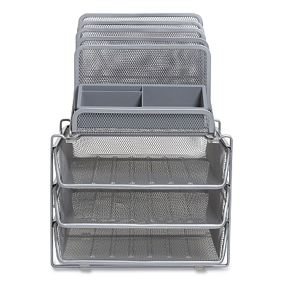 TRU RED All-in-One Wire Mesh Organizer, 10 Sections, Letter-Size, 11.61 x 13.11 x 8.86, Silver (TUD24402498)