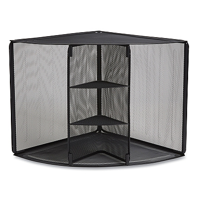 TRU RED Wire Mesh Corner Organizer, Four Sections, 5.28 x 14.17 x 19.37, Black (TUD24404806)