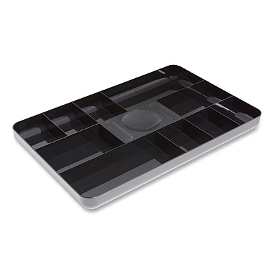 TRU RED Shallow Plastic Drawer Organizer, 13 Compartments, 9.11 x 14.11 x 1.24, Black (TUD24380811)