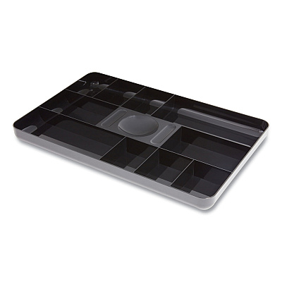 TRU RED Shallow Plastic Drawer Organizer, 13 Compartments, 9.11 x 14.11 x 1.24, Black (TUD24380811)