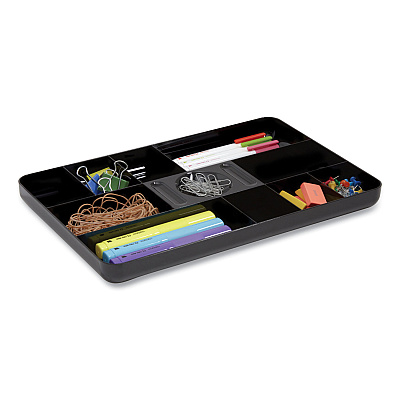 TRU RED Shallow Plastic Drawer Organizer, 13 Compartments, 9.11 x 14.11 x 1.24, Black (TUD24380811)