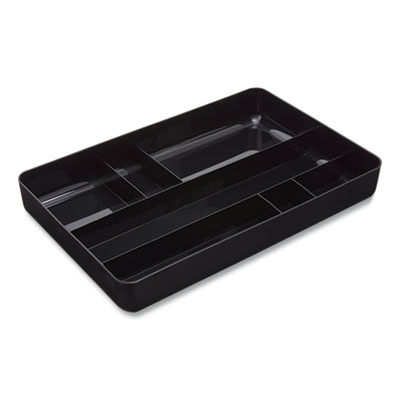 TRU RED Deep Plastic Drawer Organizer, Seven Compartment, 9.13 x 14.13 x 2.04, Black (TUD24380805)