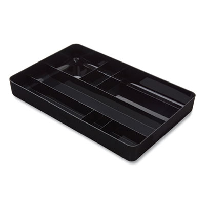 TRU RED Deep Plastic Drawer Organizer, Seven Compartment, 9.13 x 14.13 x 2.04, Black (TUD24380805)