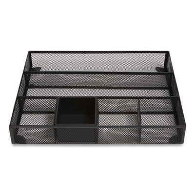 TRU RED Mesh Drawer Organizer, Six Compartment, 15.43 x 12.2 x 2.68, Black (TUD24402497)