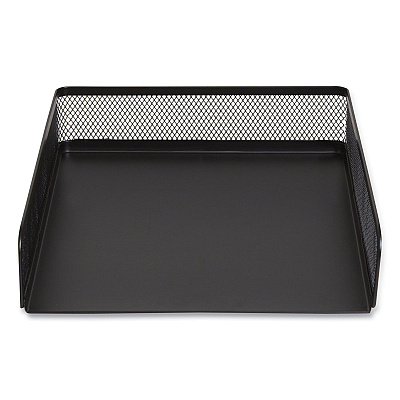 TRU RED Front-Load Stackable Wire Mesh Document Tray, 1 Section, Letter-Size, 9.37 x 12.48 x 2.32, Matte Black (TUD24402469)