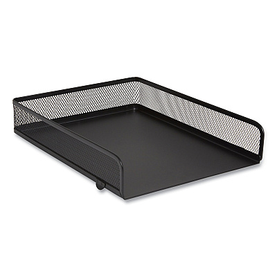 TRU RED Front-Load Stackable Wire Mesh Document Tray, 1 Section, Letter-Size, 9.37 x 12.48 x 2.32, Matte Black (TUD24402469)