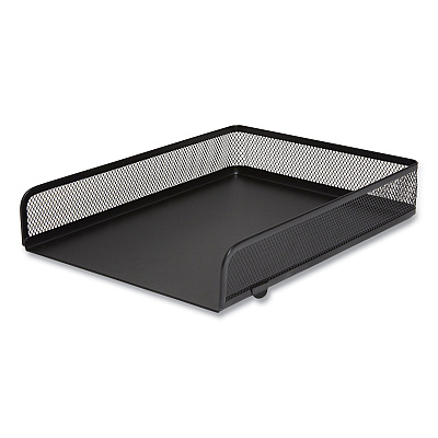 TRU RED Front-Load Stackable Wire Mesh Document Tray, 1 Section, Letter-Size, 9.37 x 12.48 x 2.32, Matte Black (TUD24402469)