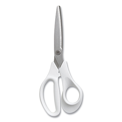 TRU RED Stainless Steel Scissors, 8" Long, 3.58" Cut Length, Straight Assorted Color Handles, 2/Pack (TUD24380494)
