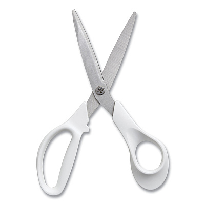 TRU RED Stainless Steel Scissors, 8" Long, 3.58" Cut Length, Straight Assorted Color Handles, 2/Pack (TUD24380494)