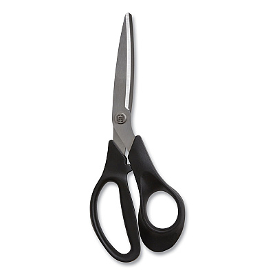 TRU RED Stainless Steel Scissors, 8" Long, 3.58" Cut Length, Offset Black Handle (TUD24380513)