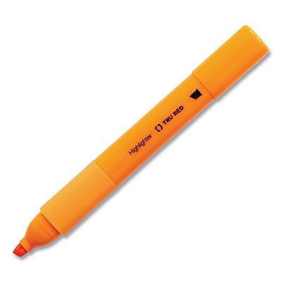 TRU RED Pen Style Chisel Tip Highlighter, Yellow Ink, Chisel Tip, Yellow Barrel, 5/Pack (TUD24376588)