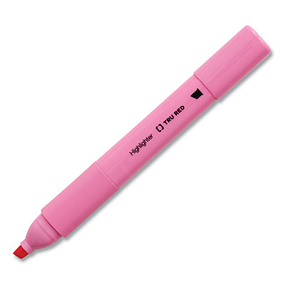 TRU RED Pen Style Chisel Tip Highlighter, Yellow Ink, Chisel Tip, Yellow Barrel, 5/Pack (TUD24376588)