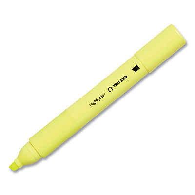TRU RED Pen Style Chisel Tip Highlighter, Yellow Ink, Chisel Tip, Yellow Barrel, 5/Pack (TUD24376588)