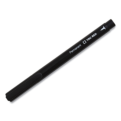 TRU RED Permanent Marker, Tank-Style, Medium Chisel Tip, Black, 5/Pack (TUD24376594)