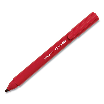 TRU RED Permanent Marker, Pen-Style, Fine Bullet Tip, Assorted Colors, 12/Pack (TUD24376650)